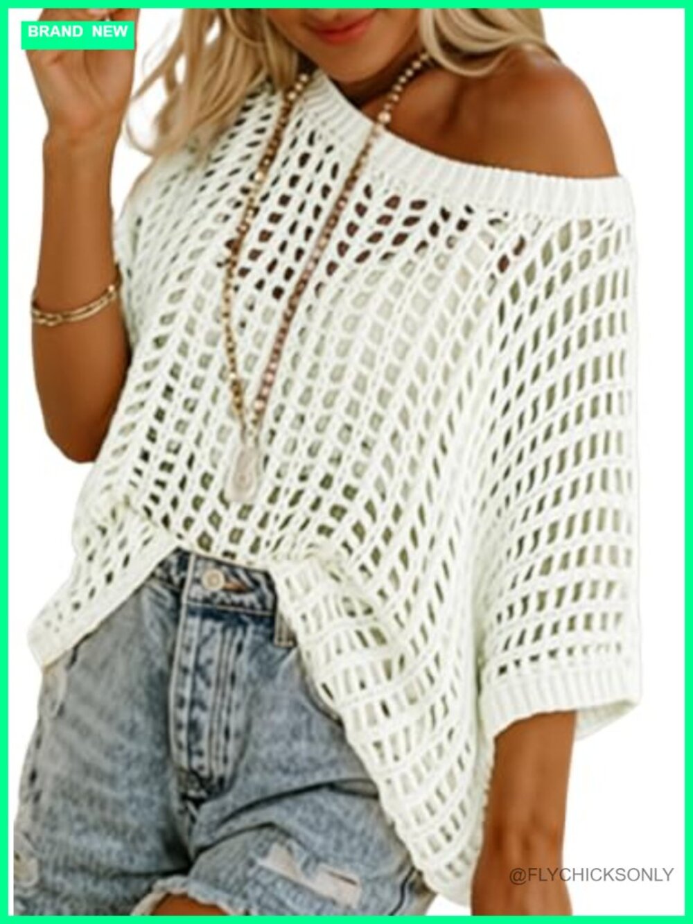 Womens Crochet Hollow Out Knit Sweater Pullover Short Sleeve Beach Coverup